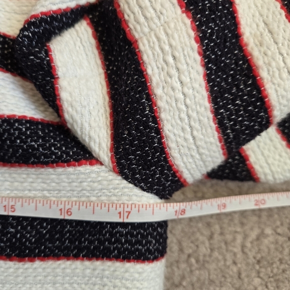 BANANA REPUBLIC cropped striped cotton Jacket - Black, White, Red.  Size 6P - Picture 7 of 9